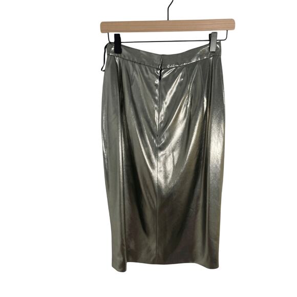 NWT Vintage Francesca of Damon Metallic Futuristic Wrap Front Pencil Skirt Sz 6 - Picture 4 of 5